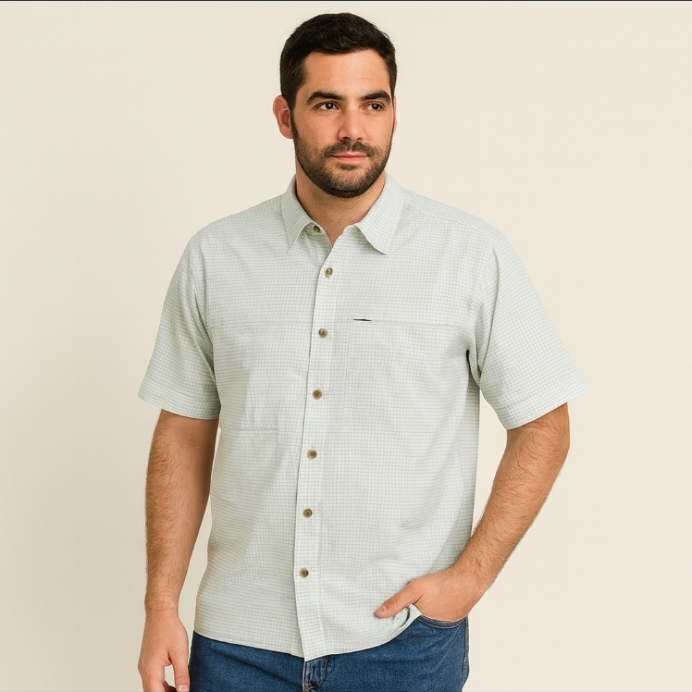 THE NORTH FACE White Green Plaid Button Front Shirt sz M